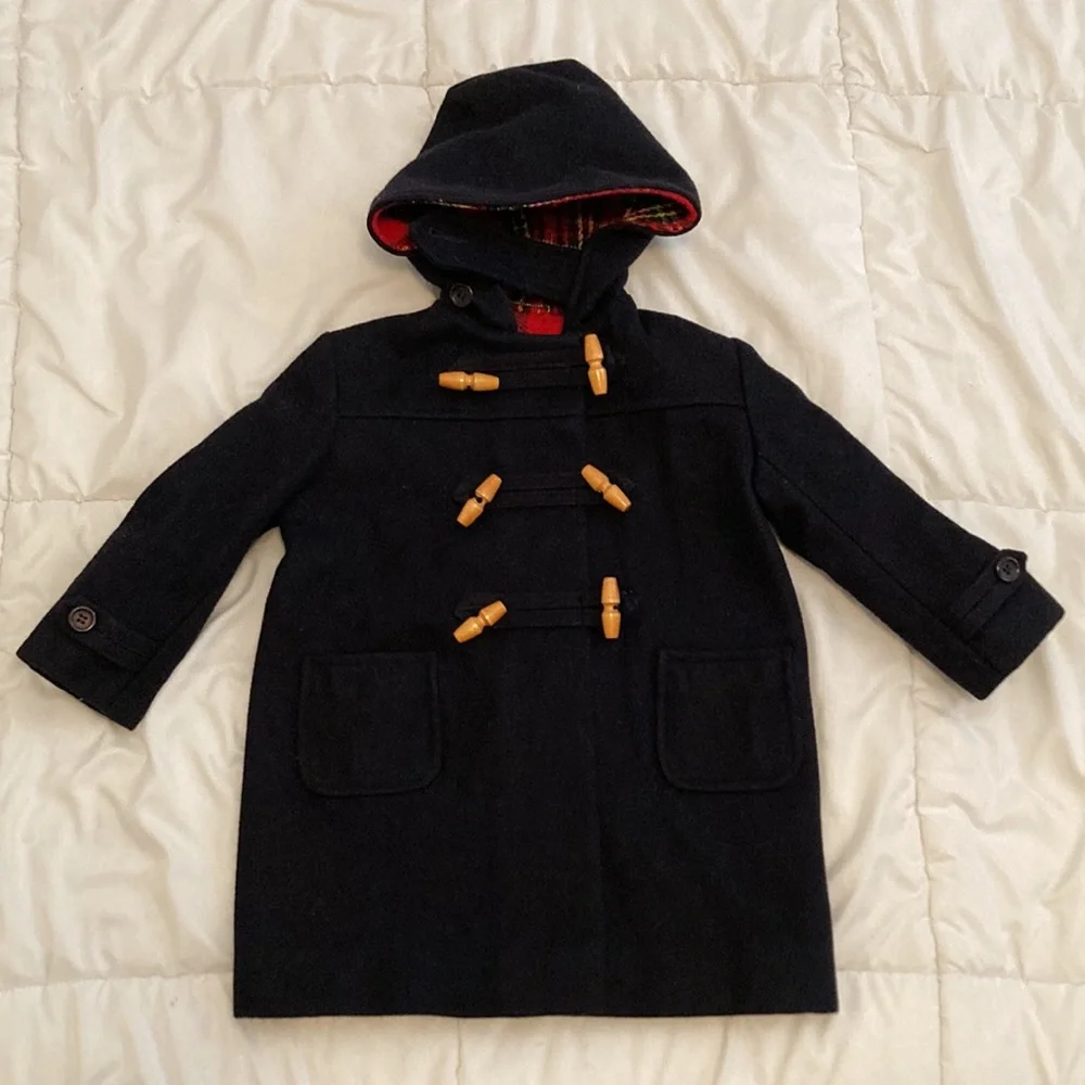 Super Rare Find!! Harrods Vintage Duffle Coat Kids Age 3/4 Years Navy